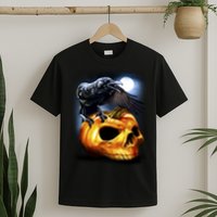 Crow Pumpkin Skull Halloween T-Shirt