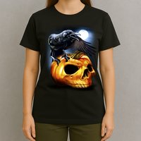 Crow Pumpkin Skull Halloween T-Shirt