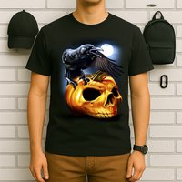 Crow Pumpkin Skull Halloween T-Shirt