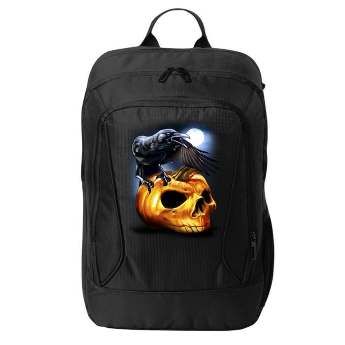 Crow Pumpkin Skull Halloween City Backpack