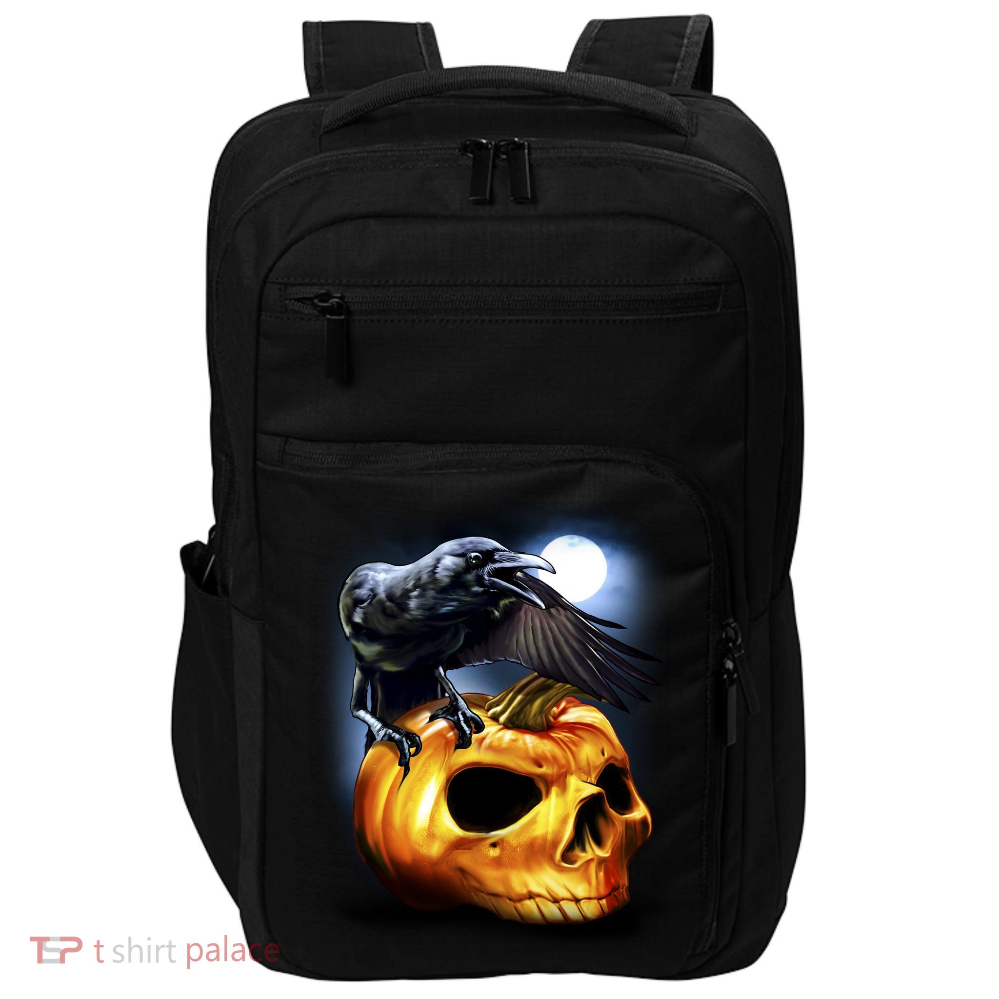 Crow Pumpkin Skull Halloween Impact Tech Backpack
