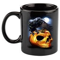 Crow Pumpkin Skull Halloween 11oz C Handle Ceramic Mug