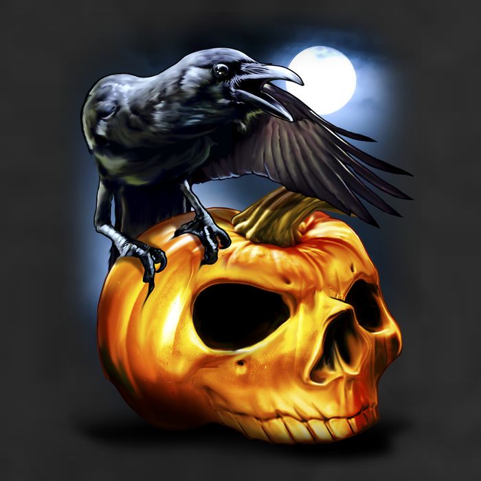 Crow Pumpkin Skull Halloween 11oz C Handle Ceramic Mug