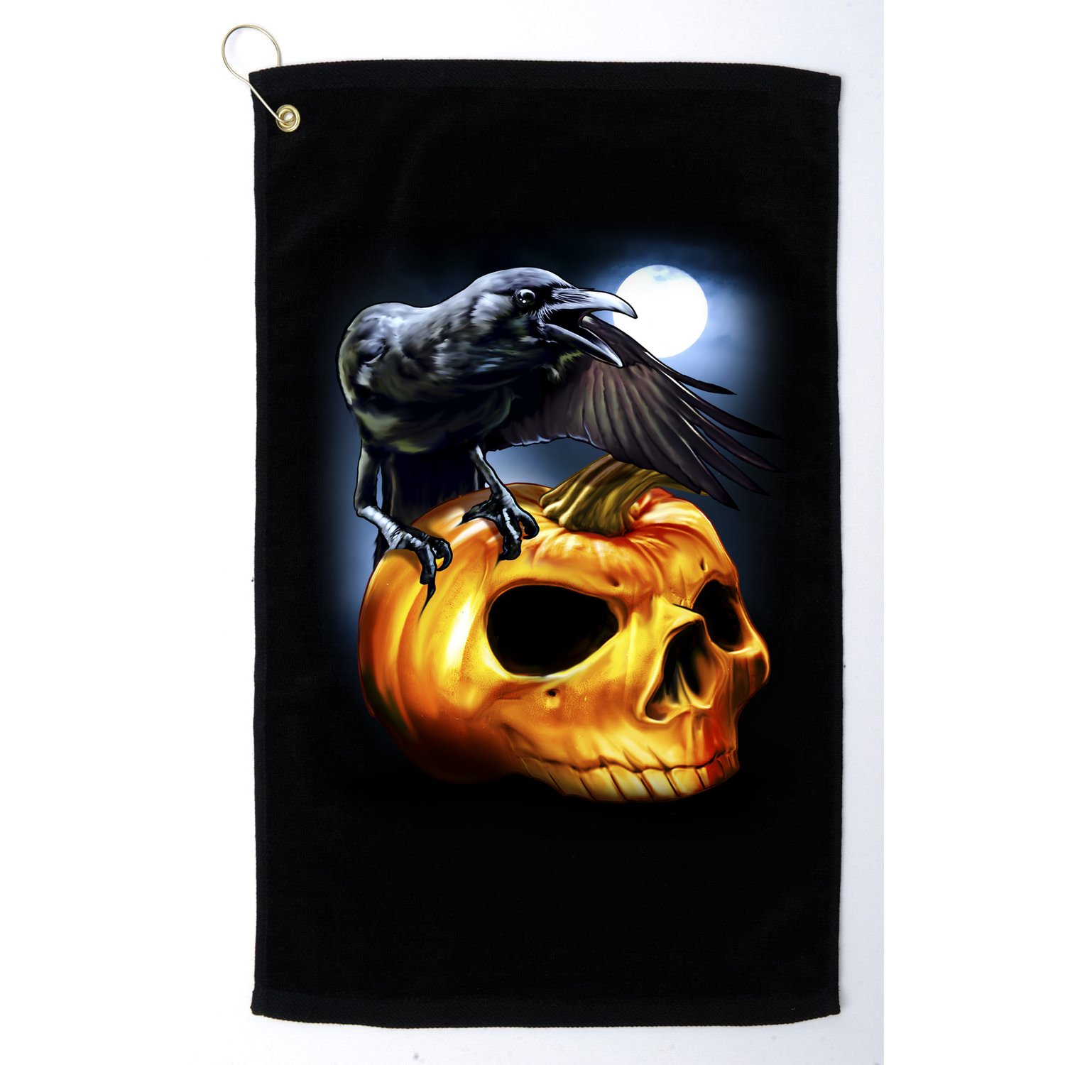 Crow Pumpkin Skull Halloween Golf Towel