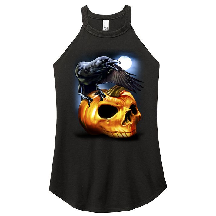 Crow Pumpkin Skull Halloween Women's Perfect Tri Rocker Tank