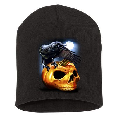 Crow Pumpkin Skull Halloween Short Acrylic Beanie