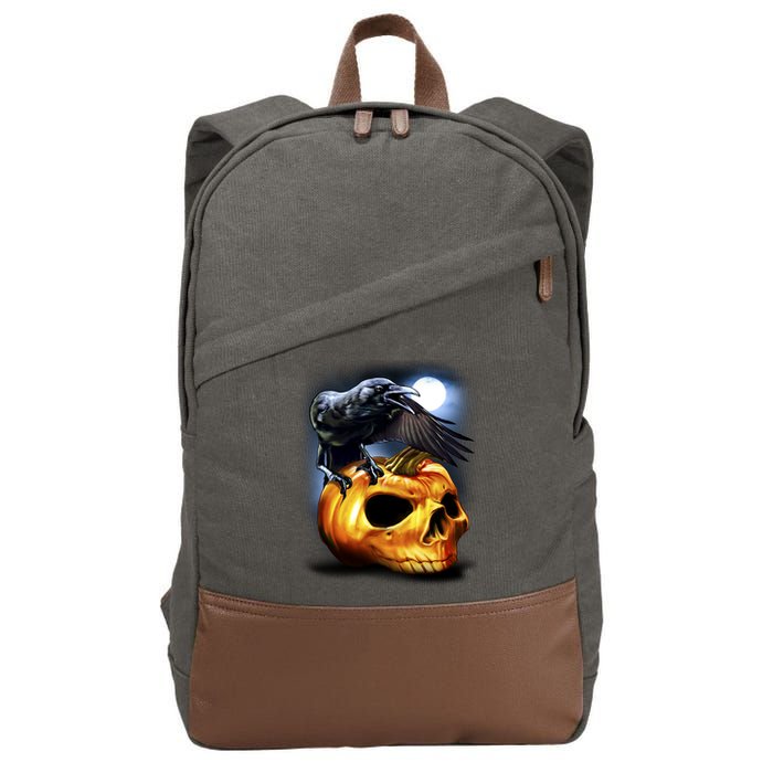 Crow Pumpkin Skull Halloween Cotton Canvas Backpack