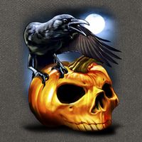 Crow Pumpkin Skull Halloween Cotton Canvas Backpack