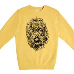 Crowned Lion Illustration Premium Crewneck Sweatshirt