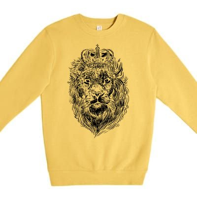 Crowned Lion Illustration Premium Crewneck Sweatshirt