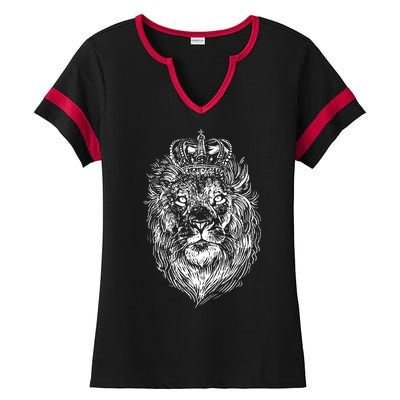 Crowned Lion Illustration Ladies Halftime Notch Neck Tee