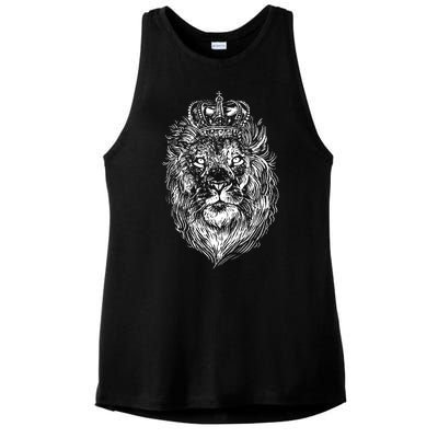 Crowned Lion Illustration Ladies PosiCharge Tri-Blend Wicking Tank