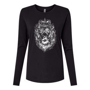 Crowned Lion Illustration Womens Cotton Relaxed Long Sleeve T-Shirt