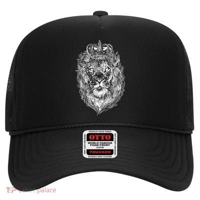 Crowned Lion Illustration High Crown Mesh Back Trucker Hat