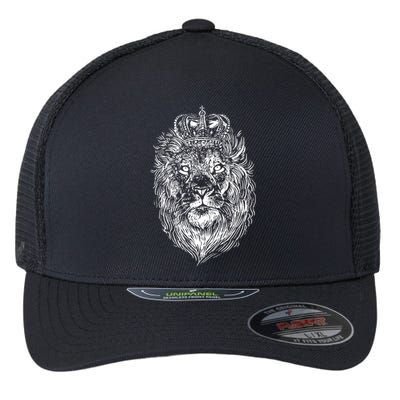 Crowned Lion Illustration Flexfit Unipanel Trucker Cap