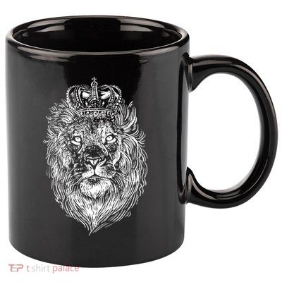 Crowned Lion Illustration 11oz C Handle Ceramic Mug