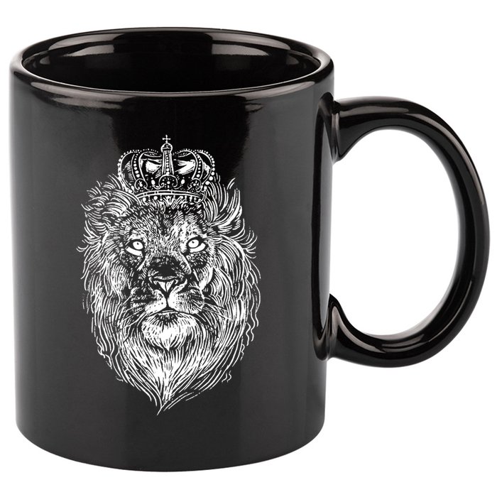 Crowned Lion Illustration 11oz C Handle Ceramic Mug