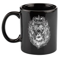 Crowned Lion Illustration 11oz C Handle Ceramic Mug