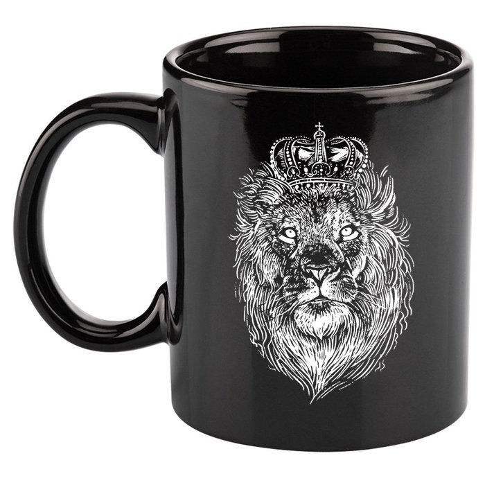 Crowned Lion Illustration 11oz C Handle Ceramic Mug