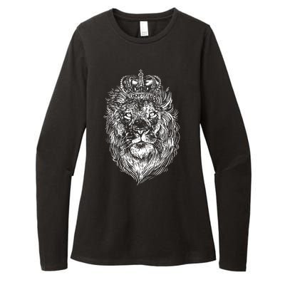 Crowned Lion Illustration Womens CVC Long Sleeve Shirt