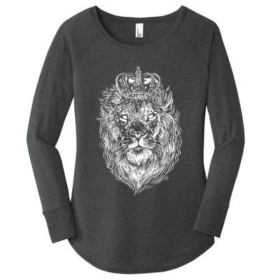Crowned Lion Illustration Women's Perfect Tri Tunic Long Sleeve Shirt
