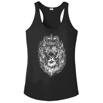 Crowned Lion Illustration Ladies PosiCharge Competitor Racerback Tank