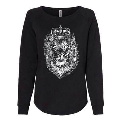 Crowned Lion Illustration Womens California Wash Sweatshirt