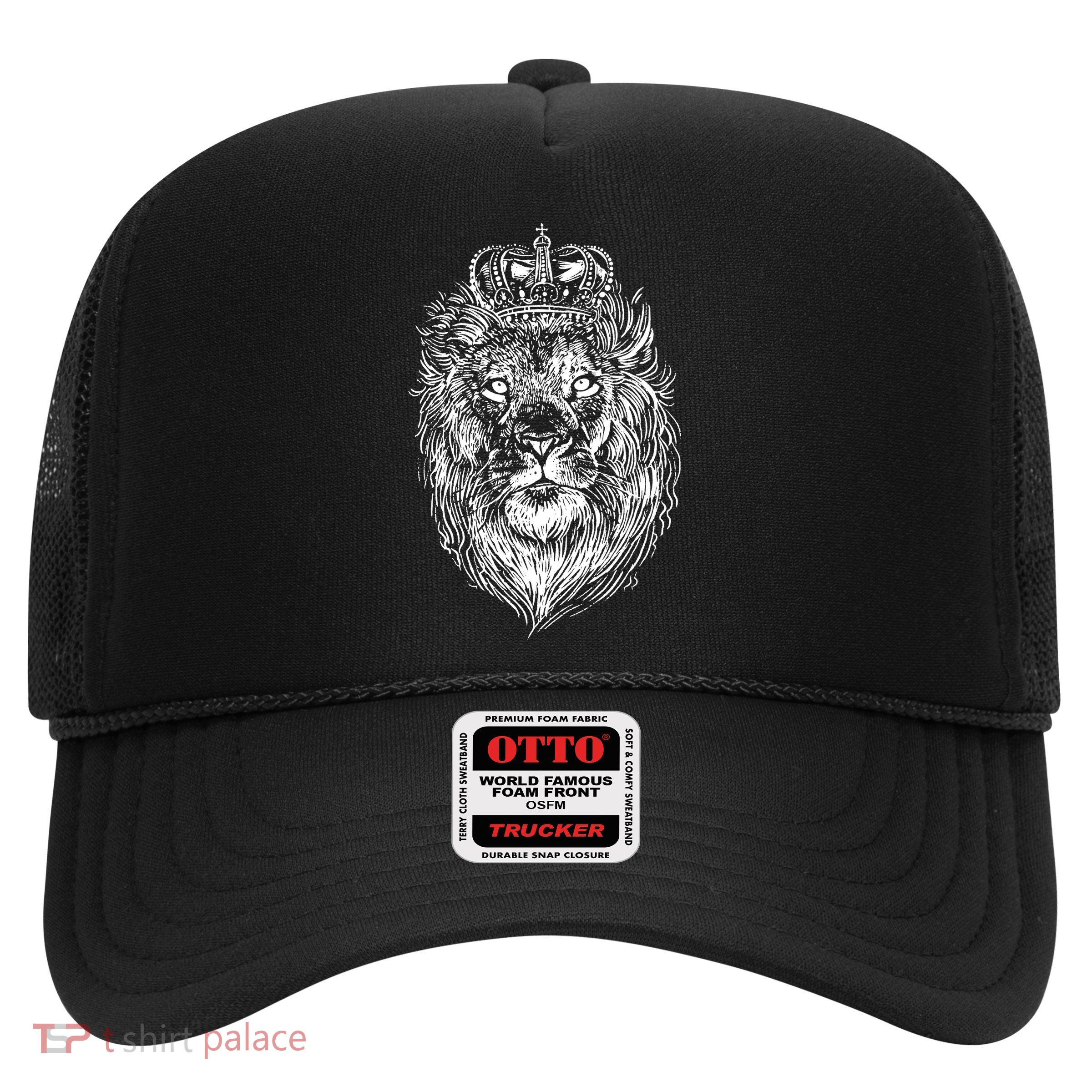 Crowned Lion Illustration Trucker Hat