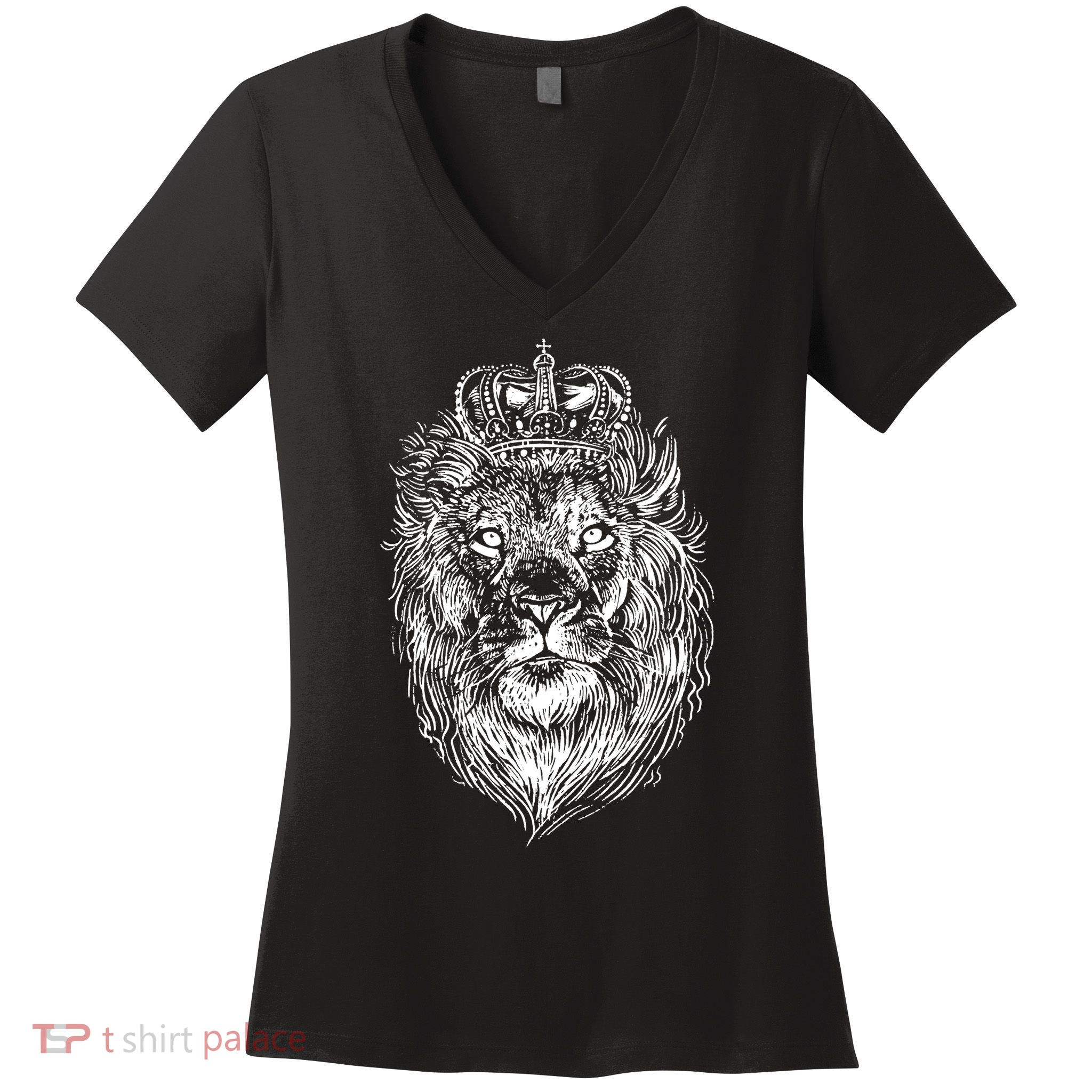 Crowned Lion Illustration Women's V-Neck T-Shirt