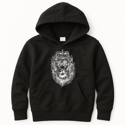 Crowned Lion Illustration Kids Hoodie