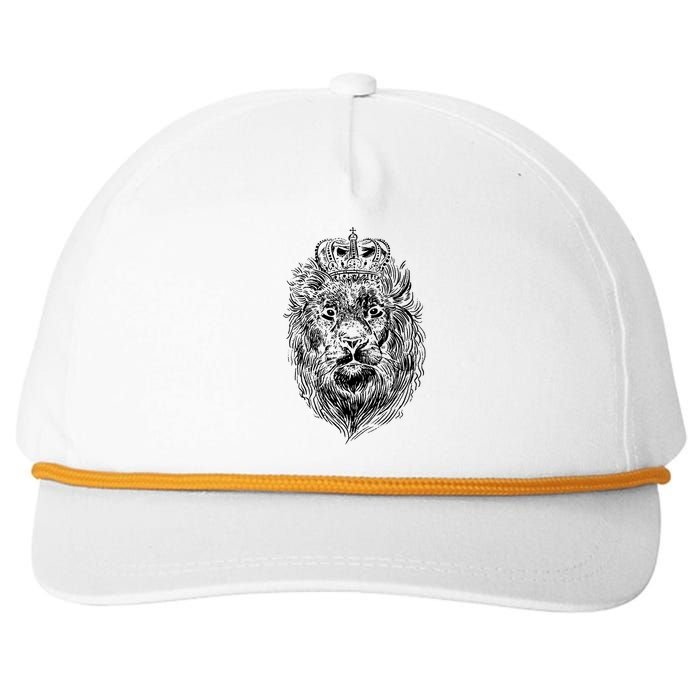 Crowned Lion Illustration Snapback Five-Panel Rope Hat