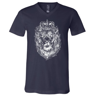 Crowned Lion Illustration V-Neck T-Shirt