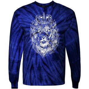 Crowned Lion Illustration Tie-Dye Long Sleeve Shirt