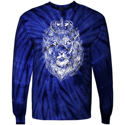 Crowned Lion Illustration Tie-Dye Long Sleeve Shirt