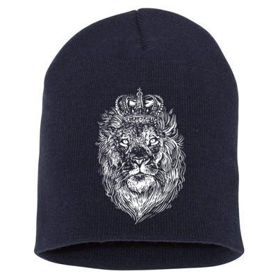 Crowned Lion Illustration Short Acrylic Beanie