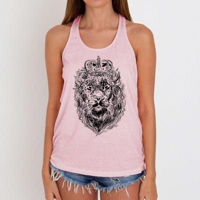 Crowned Lion Illustration Women's Knotted Racerback Tank