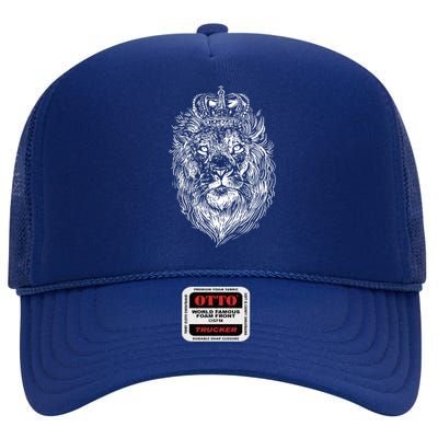 Crowned Lion Illustration High Crown Mesh Back Trucker Hat