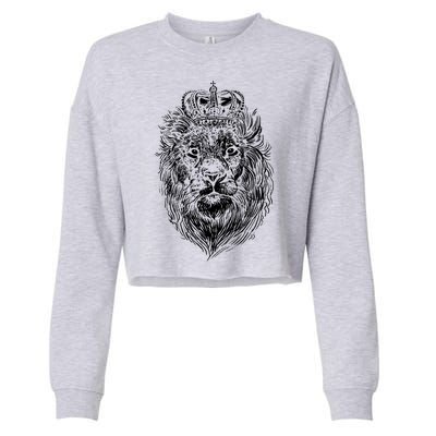 Crowned Lion Illustration Cropped Pullover Crew