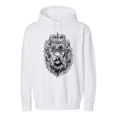 Crowned Lion Illustration Garment-Dyed Fleece Hoodie