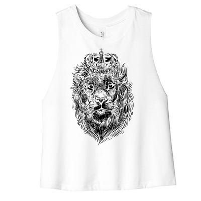 Crowned Lion Illustration Women's Racerback Cropped Tank