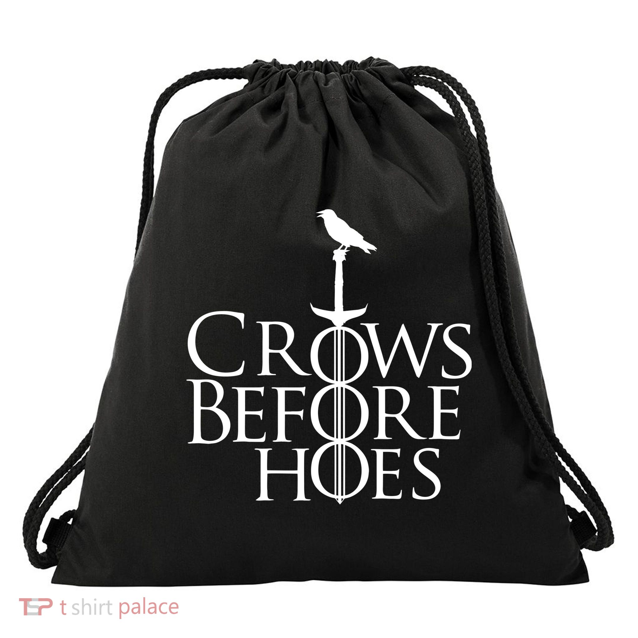 Crows Before Hoes Drawstring Bag