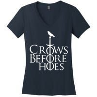 Crows Before Hoes Retro Women's V-Neck T-Shirt
