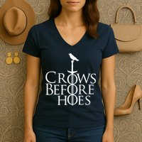 Crows Before Hoes Retro Women's V-Neck T-Shirt