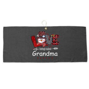 Christmas Red Plaid Xmas Love Being Called Grandma Snowman Large Microfiber Waffle Golf Towel