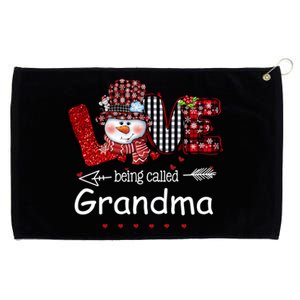 Christmas Red Plaid Xmas Love Being Called Grandma Snowman Grommeted Golf Towel