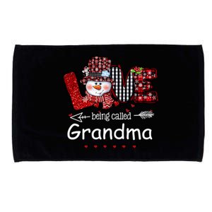 Christmas Red Plaid Xmas Love Being Called Grandma Snowman Microfiber Hand Towel