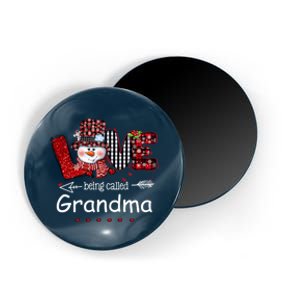 Christmas Red Plaid Xmas Love Being Called Grandma Snowman Magnet