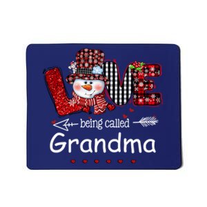 Christmas Red Plaid Xmas Love Being Called Grandma Snowman Mousepad