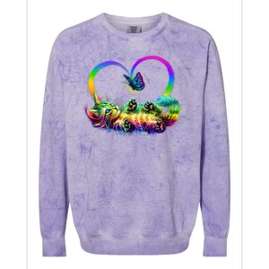 Cute Rainbow Paint Kitten Butterfly Heart Colorblast Crewneck Sweatshirt