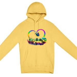 Cute Rainbow Paint Kitten Butterfly Heart Premium Pullover Hoodie